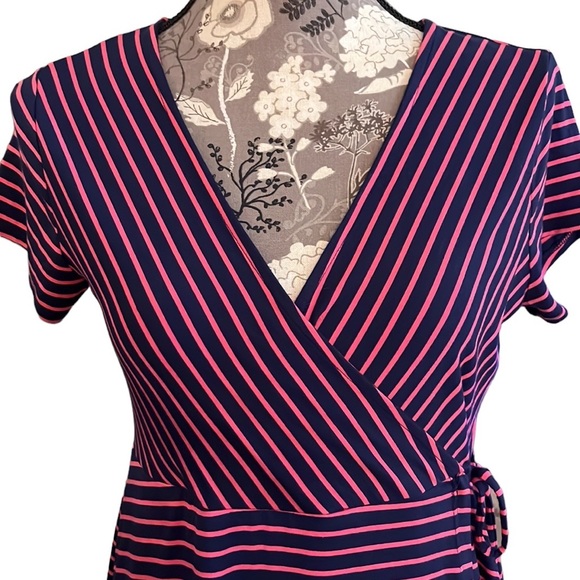 🛍️# 958 NWT Motherhood Maternity Faux Wrap Dress Striped - Picture 5 of 9